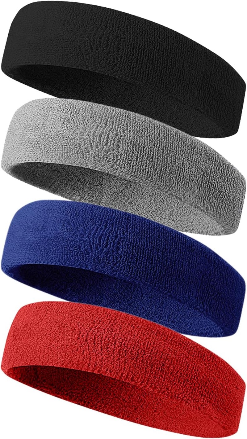 Tanluhu Sweatbands Sport Headbands for Men & Women,Terry Cloth Sweat Band for Tennis, Running, Basketball, Working Out, Execise - Athletic Sweat Cotton Headband Outdoor - Image 1
